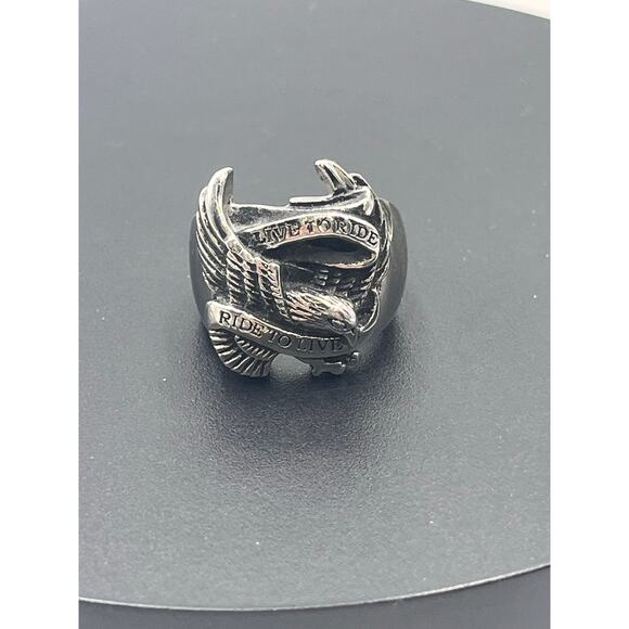 Live to Ride, Ride to Live Stainless Steel With Eagle Motorcycle ring sz 8.25 - Picture 8 of 8